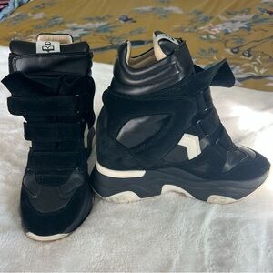 Isabel Marant Balskee Leather Suede High Top Sneakers